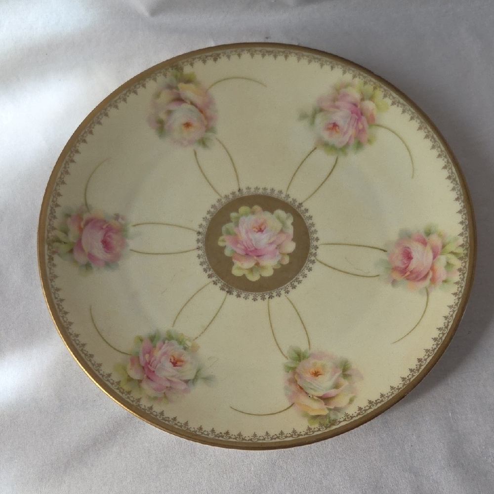 Porzellanfabrik Moschendorf Bavaria Roses Porcelain Plate